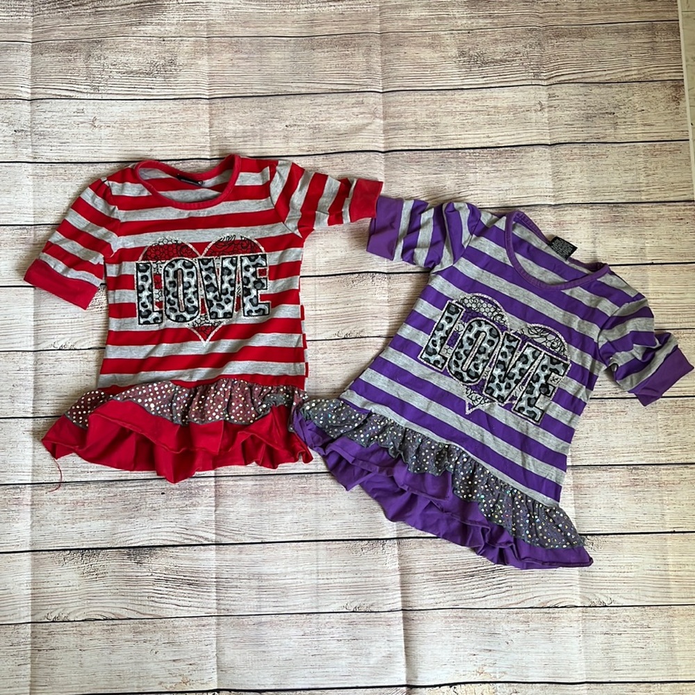 Red & Purple Striped Love Shirts